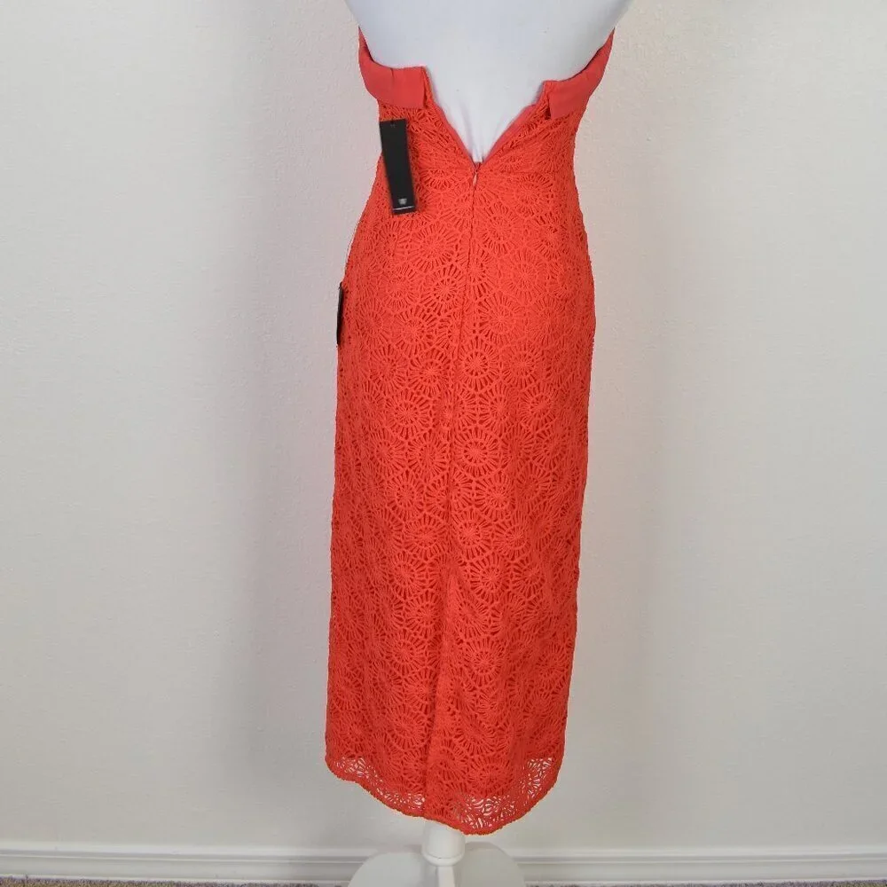 Lulu's Chic Intent Bright Red Crochet Textured Strapless Midi Dress NEW - XS - Picture 7 of 10